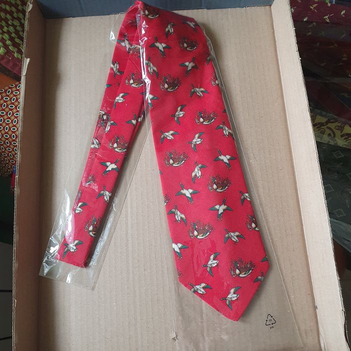 Krawat męski ptaki jedwab(niebieski k.)