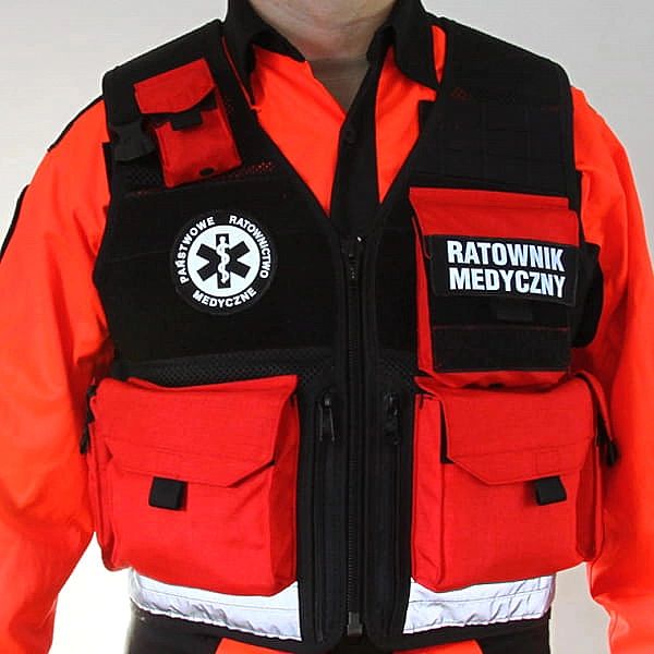 Modułowa Kamizelka Taktyczna Ratownika czarna z kompletem emblematów