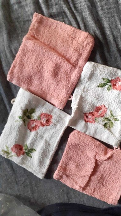 Conjutno toalhas vintage carré azul antigo novo