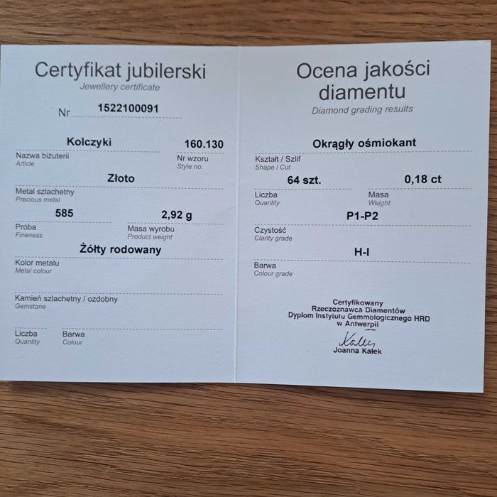 Złoty komplet z diamentami