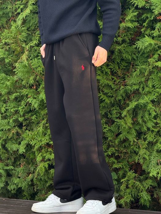 Штаны Polo Ralph Lauren черные флисовые мужские штани Поло Ральф чорні