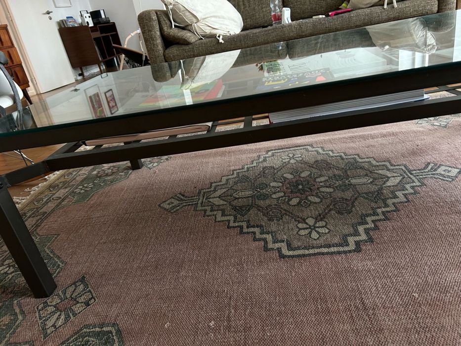 Mesa sala estar ferro e vidro