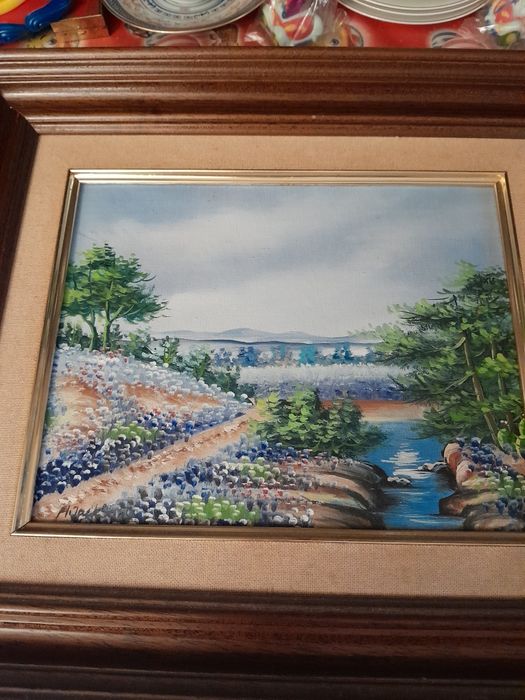 Quadro com paisagem e assinado por pintor