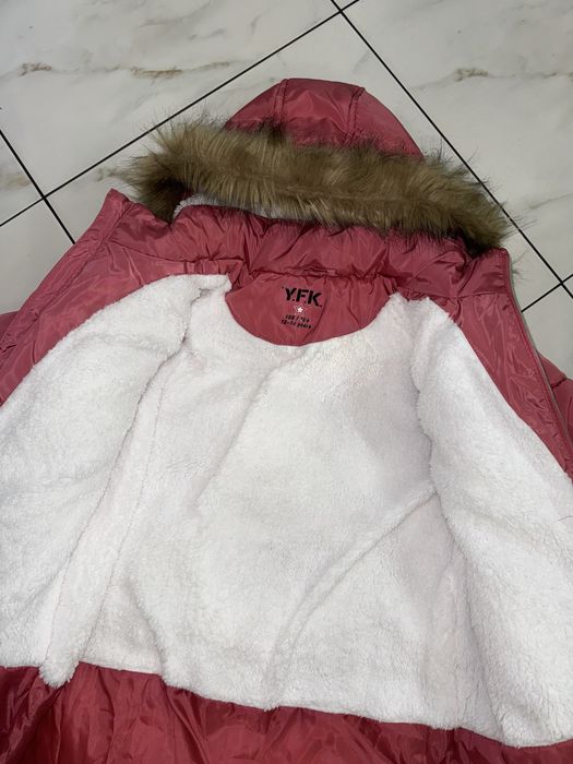 Пудровая розовая зимняя куртка пальто пуховик Y.F.K 12-13-14 (152-164)