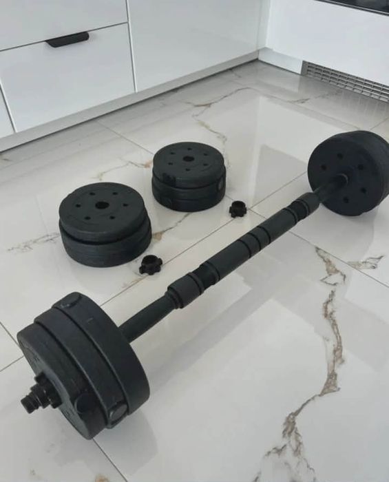 Zestaw Hantli Bitumicznych Sztanga Gryf 20kg Ciężarki do Domu Zaciski