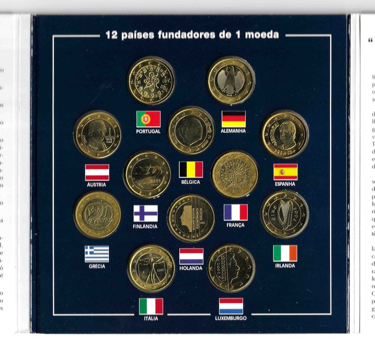 A moeda de "1 Euro" dos 12 países fundadores