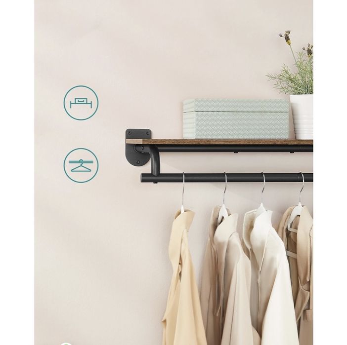 Wieszak ściennyna ubrania z półką 2 w 1 NOWY