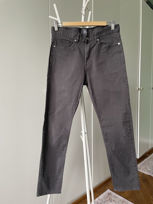 Klasyczne spodnie męskie 29 slim fit H&M stan bardzo dobry ciemne ciemnoszare jesień zima