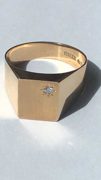 Sygnet z diamentem, złoto 18K, waga 4,2 g, PIĘKNY