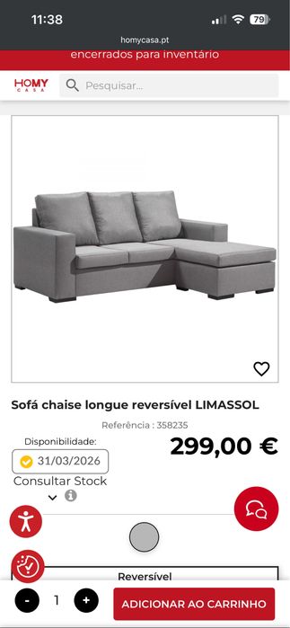 Sofá chaise Longue Reversivel