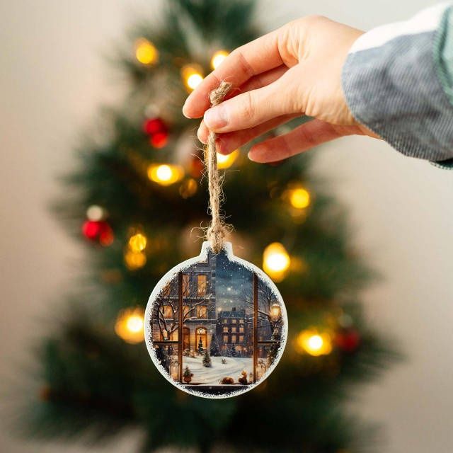 Набір подарунок Новорічний  ялинкових прикрас із дерева