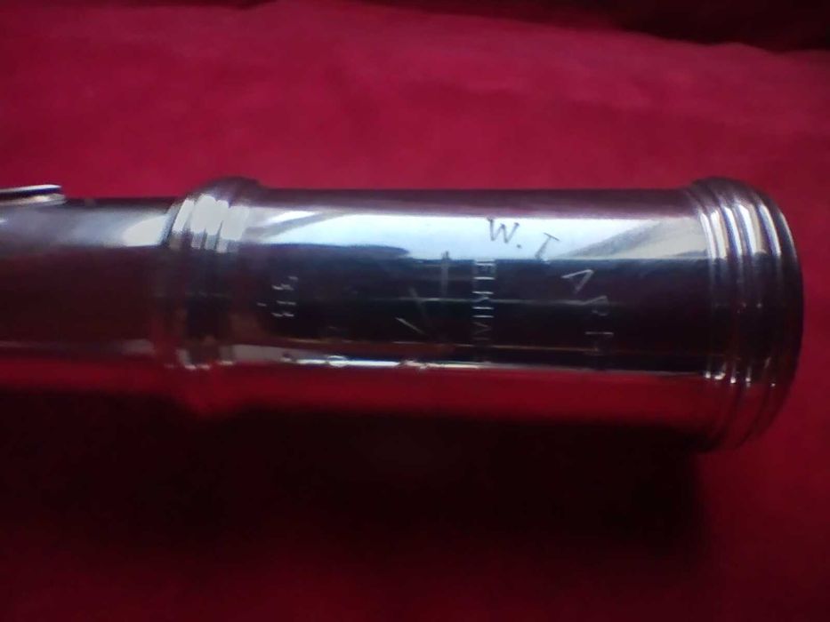 Flet poprzeczny srebrny z pozłacaną płytką