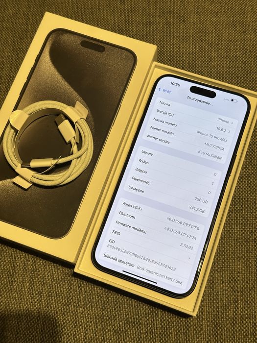 Iphone 15 pro max, 256gb