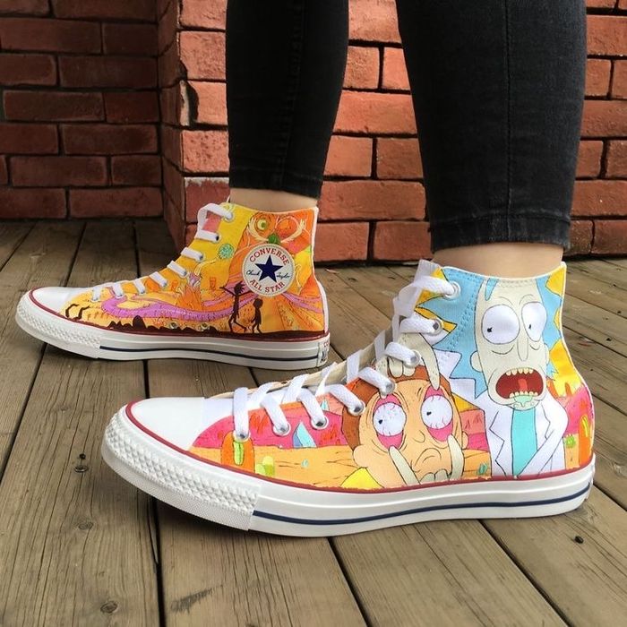 Rick and Morty Converse custom malowane buty wysokie trampki