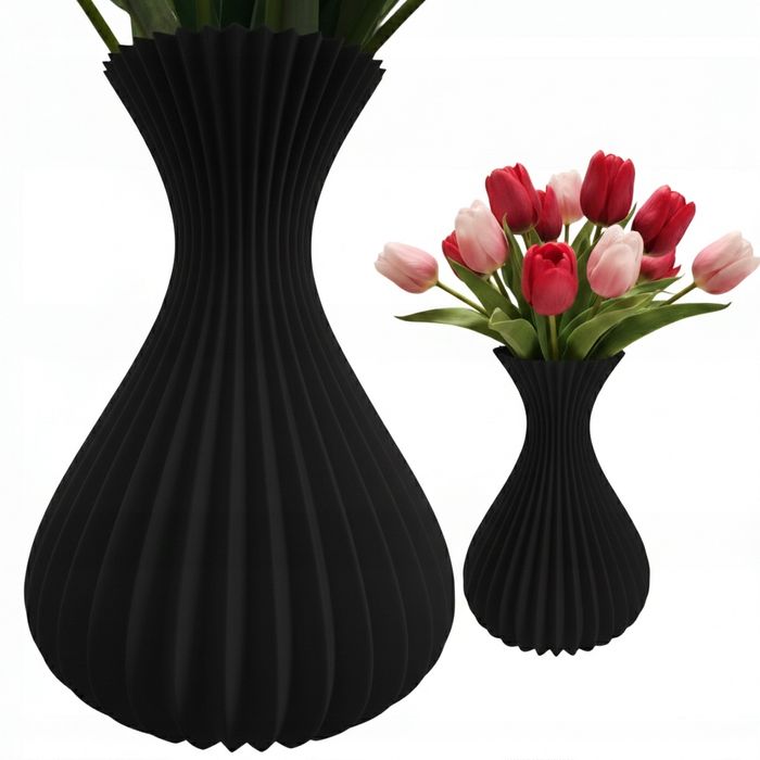 Wazon Duży Kielich Beżowy 23cm na Kwiaty LEGO ICONS Bukiet Czarny Boho