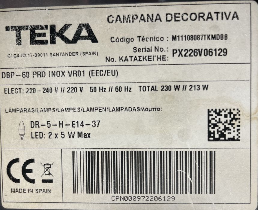 Exaustores Teka DBP 60 Pro inox