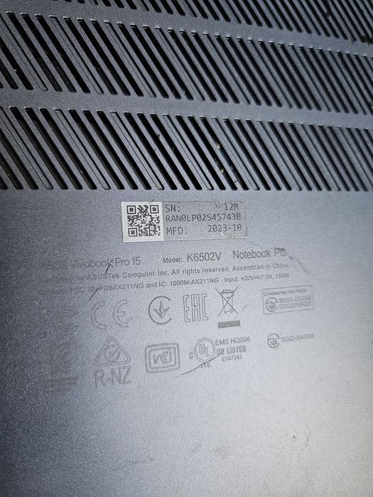 Asus vivobook pro 15 k6502v
