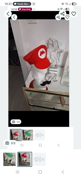 Czapka mario + luigi + wąsy 2 szt