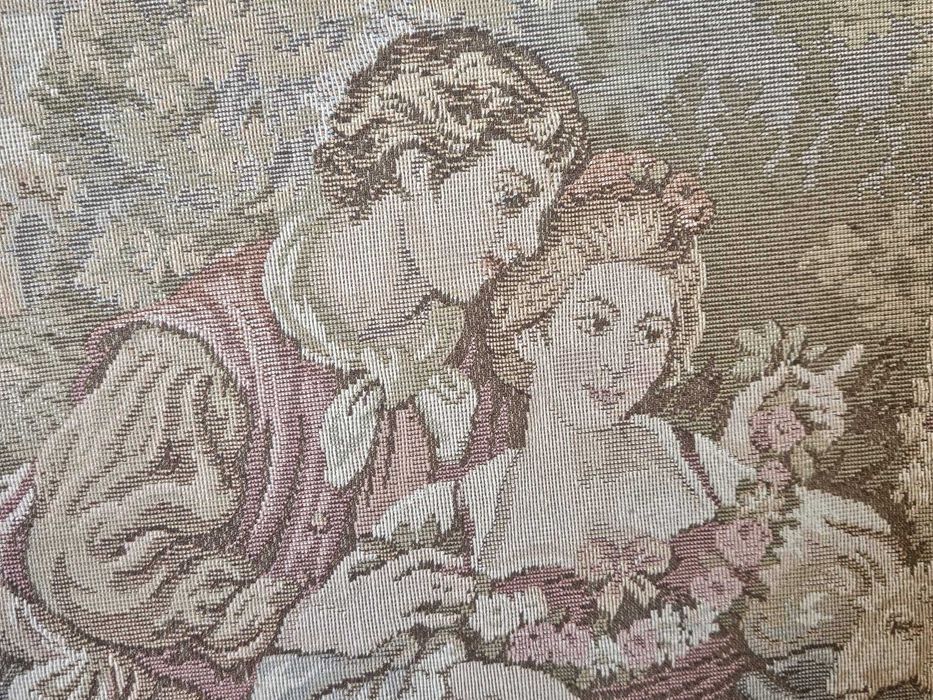 Tapeçaria estilo Gobelin/Aubusson emoldurada - Cena pastoral - 120x80 cm