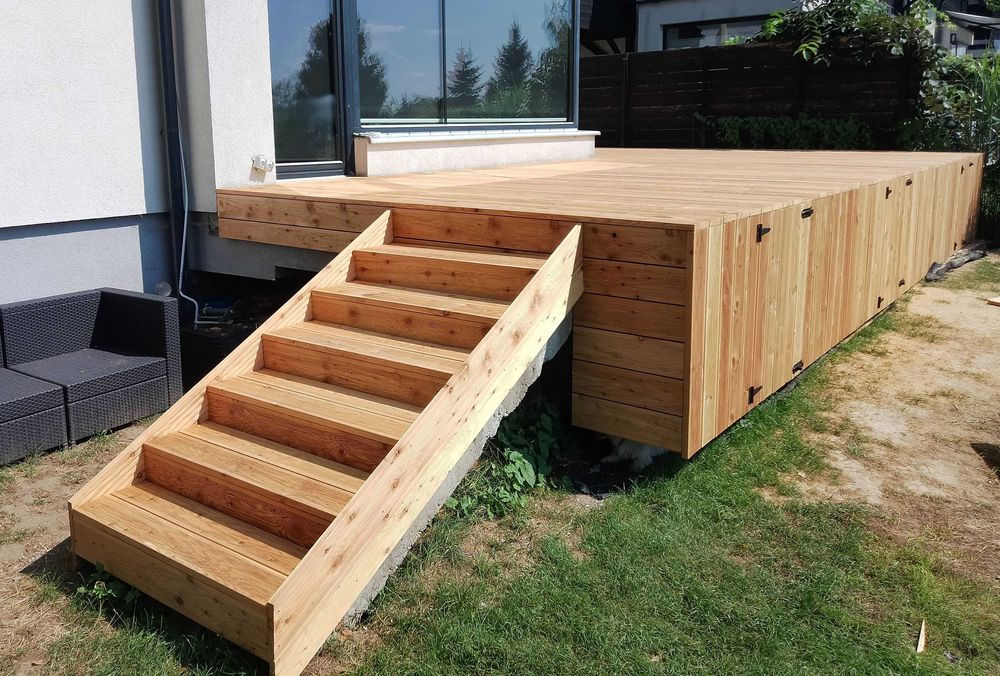 Taras drewniany, taras kompozytowy, renowacja tarasu.