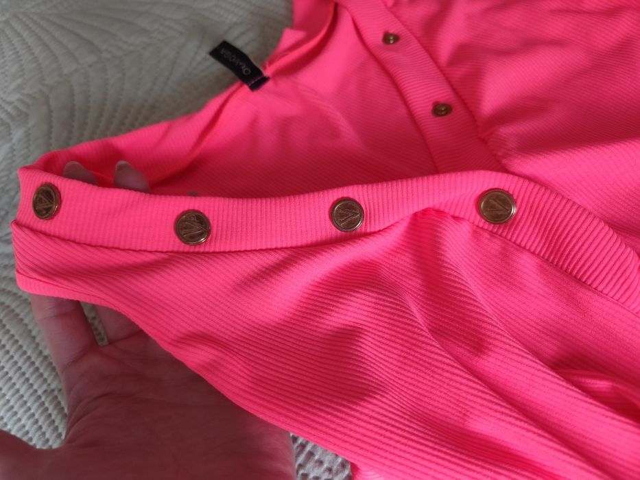 Body prążkowane z napami Ginger Neon Pink