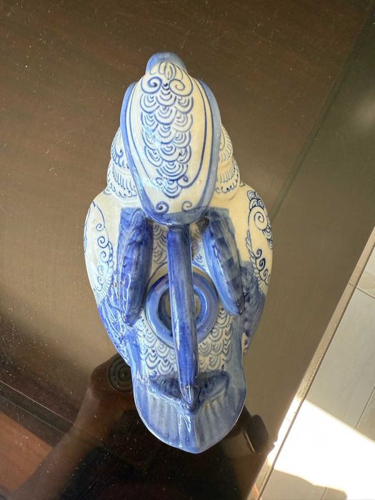 Bule Chinês Porcelana Azul e Branco - Forma de Pato
