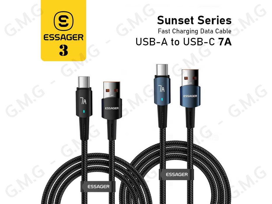 Кабель ESSAGER Sunset USB-C to USB-С 100W Fast Charging Data Cable