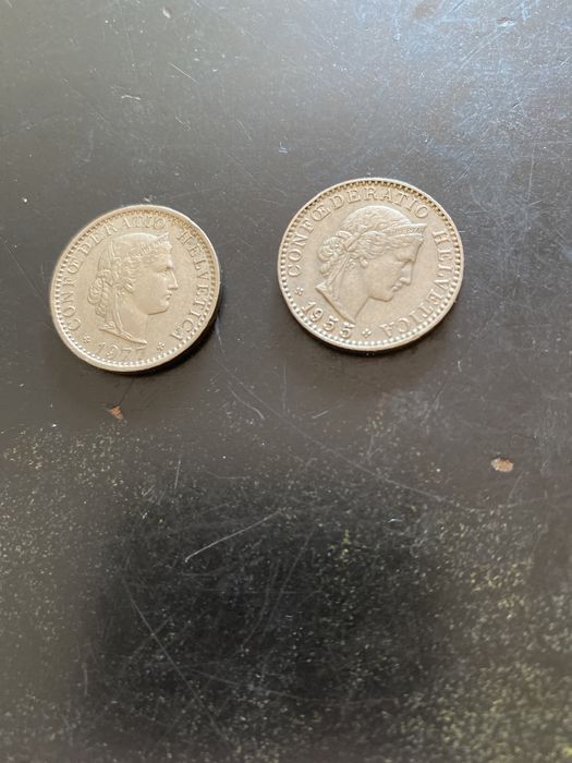 2 moedas de 20 rappen ( Suíça ) níquel