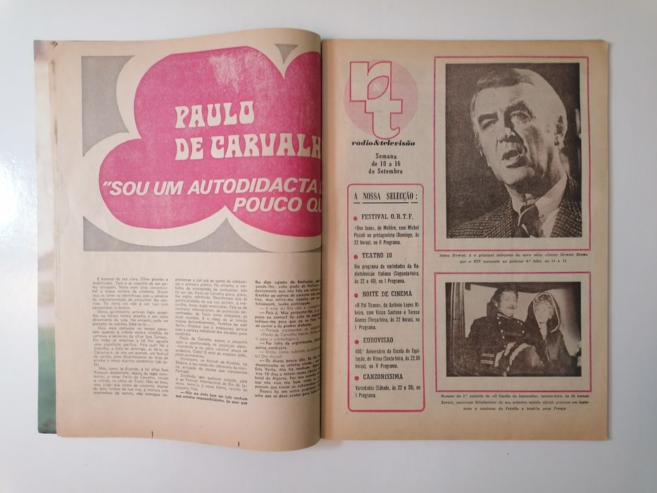 Revista R & T, Rádio e Televisão, com o número 826 de 9 Setembro 1972