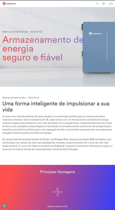 Powerwall Solplanet Bateria LFP 5,12kWh 100Ah 10AnosGarantia