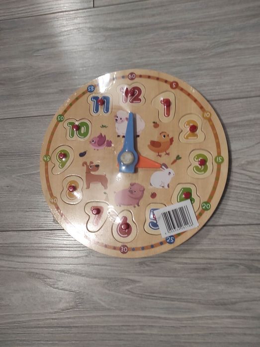 Drewniana zabawka edukacyjna drewniany zegar