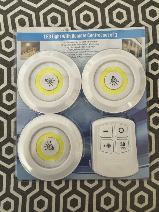 Светильник 3 шт на батарейка, пульт управления