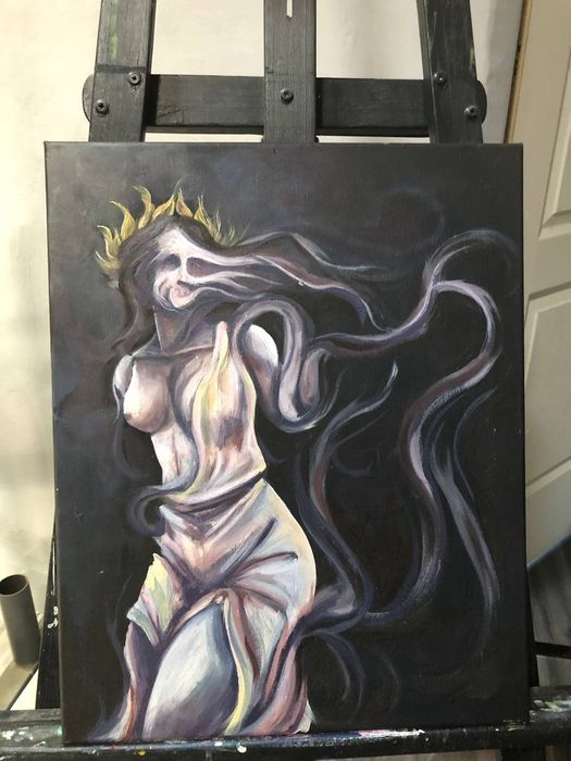 Pintura acrílica decorativa "medusa" 50x40 cm