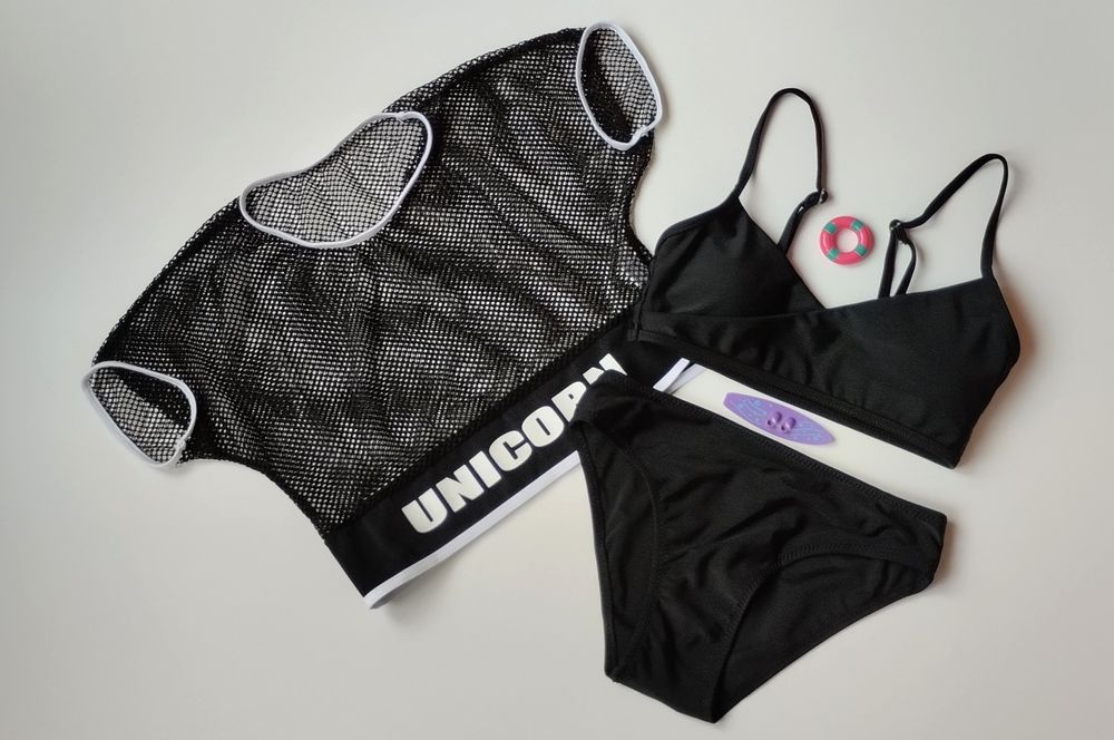 Купальник + топ 3 в 1 дитячий підлітковий 128-134-140-146-152-158