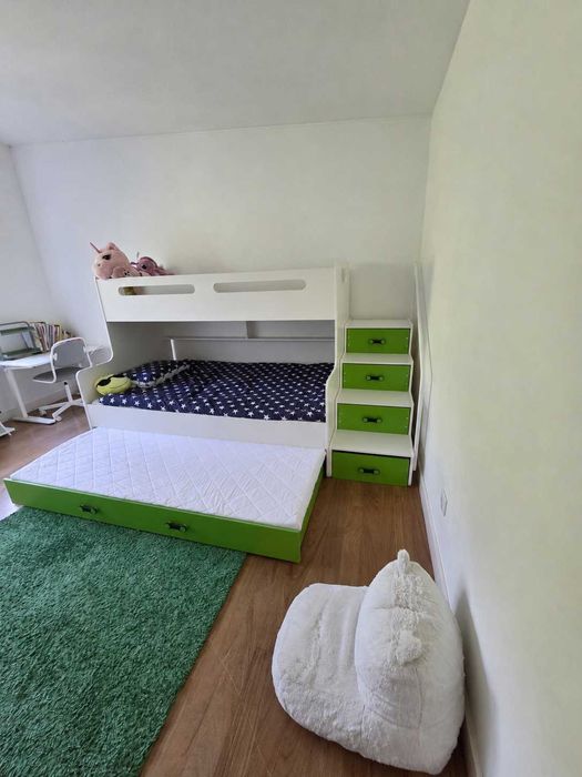 Beliche infantil BMS Max 3 com cama extraível, 3 camas e colchões