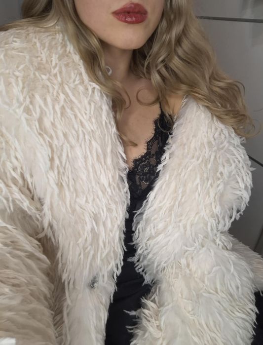 Luksusowe futro futerko sztuczne płaszcz typu LAMA