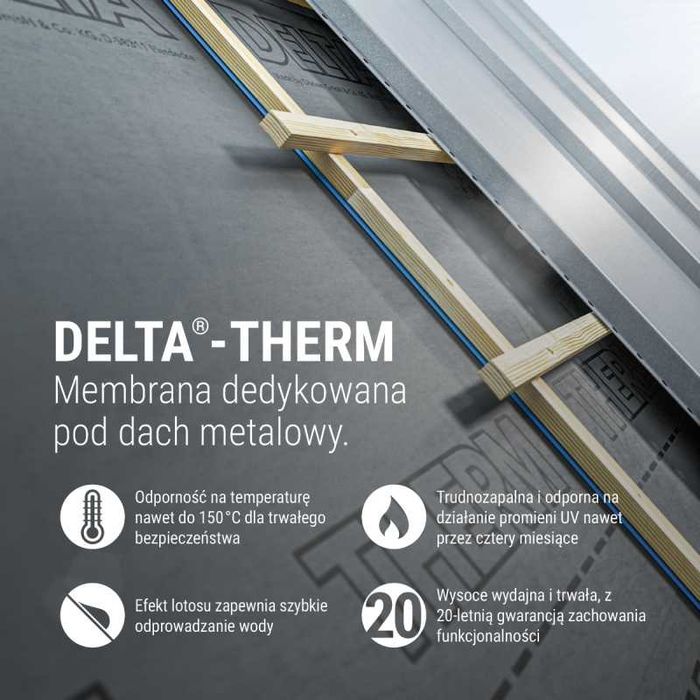 Folia membrana dachowa NIEPALNA - DELTA THERM rolka 75m2