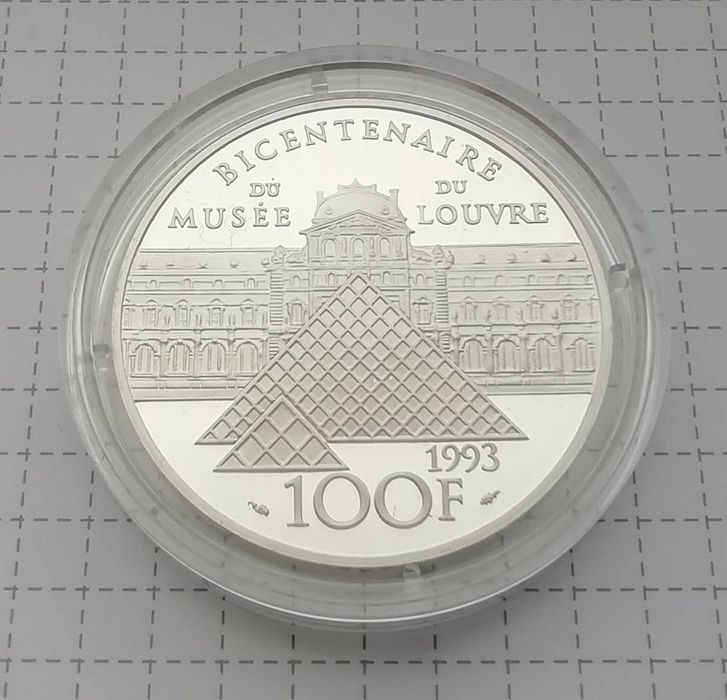 Франція 100 франків 1993р. 200 років Лувру - Мона Ліза. СРІБЛО. Пруф.