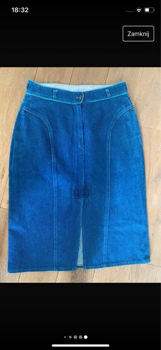 Spódnica S/M jeansowa vintage dżinsowa granatowa midi skirt