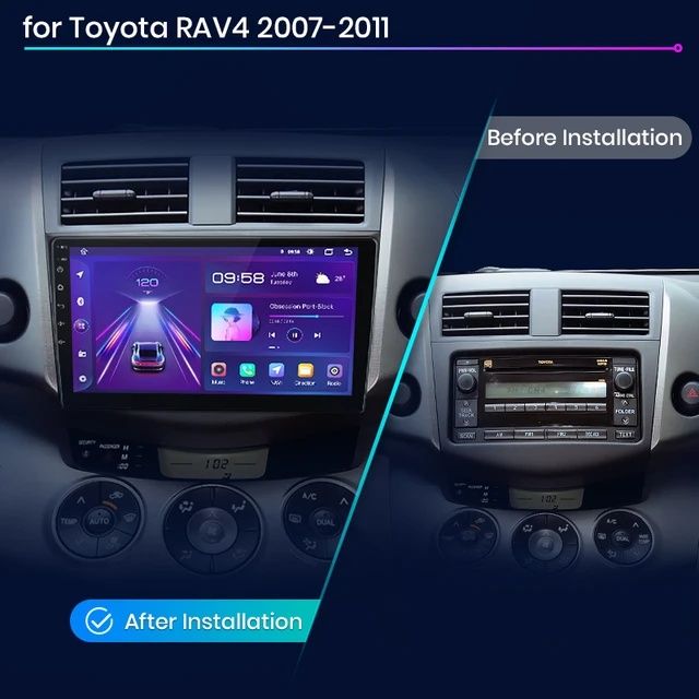 Rádio 9" android Toyota Rav4 de 2005-13 CARPLAY WIFI GPS