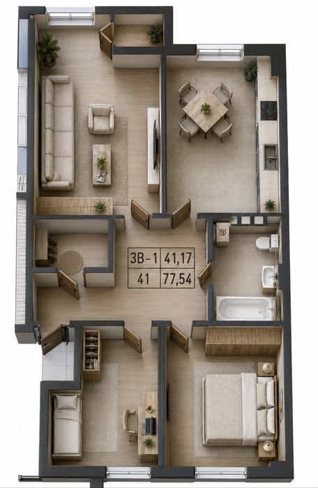 ‼️ Продаж квартири 77,5 м² | 3 кімнати | Вінницька обл., Агрономічне, вул. Центральна 10