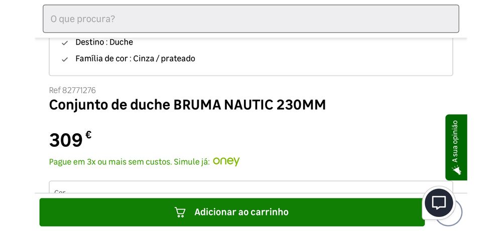 Conjunto de Duche Bruma Nautic 230MM