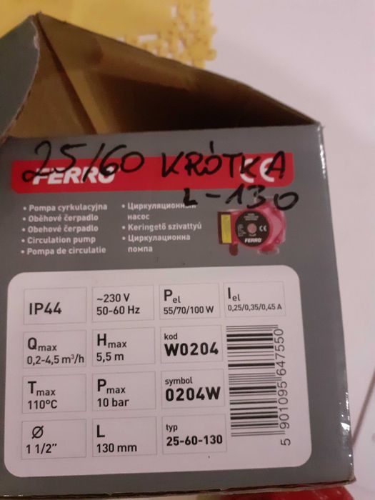 Pompa cyrkulacyjna pieca CO FERRO jak nowa.