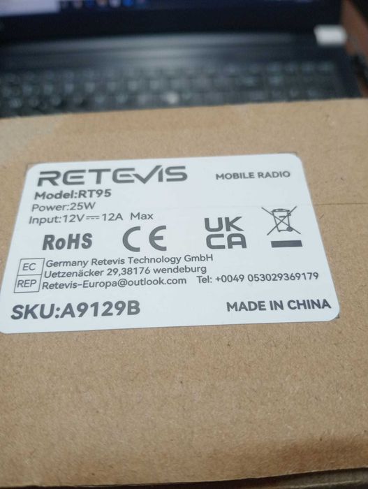 Rádio Móvel Retevis RT95 Bi-Banda 25W VHF/UHF - NOVO