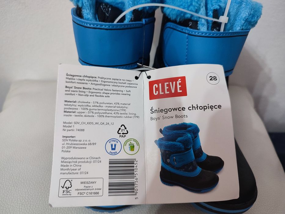 Nowe ocieplane futerkiem kozaki chłopięce CLEVÉ rozmiar 28