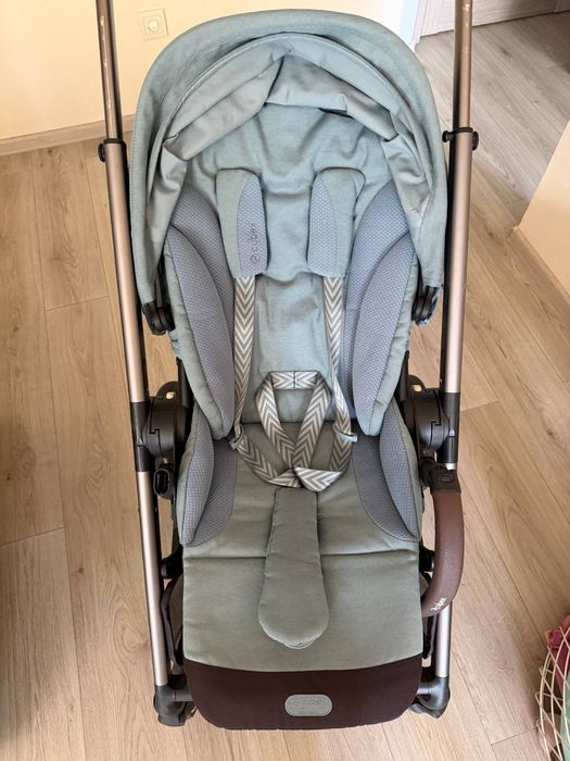 Дитяча коляска 2в1 Cybex Balios S Lux Sky Blue + люлька сірого кольору+ аксесуари