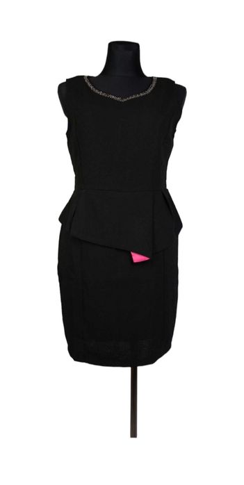 Sukienka damska z baskinką, czarna, rozmiar M