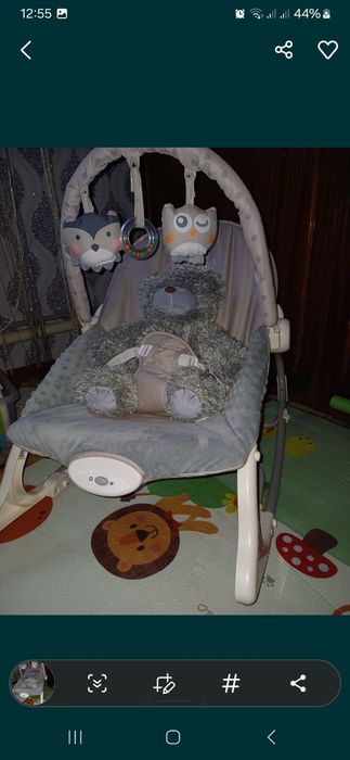 Продам колиска гойдалка з вібрацією,дитячій шезлонг Ricokids сірий 730