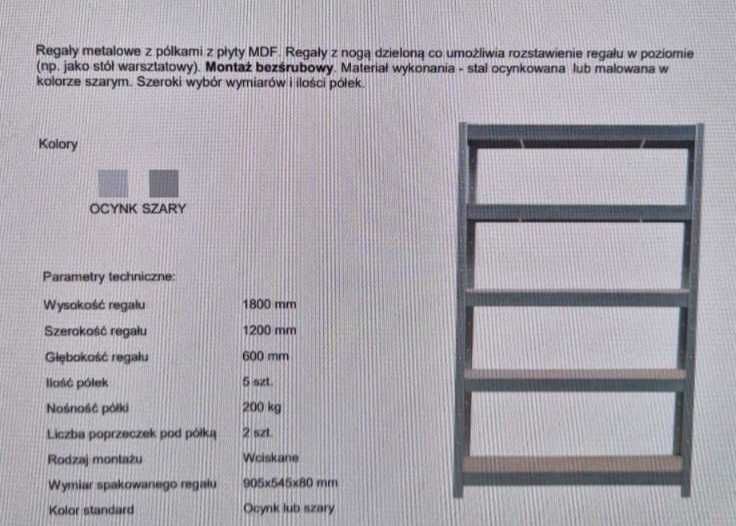 Regał regały półkowe duze 120x60