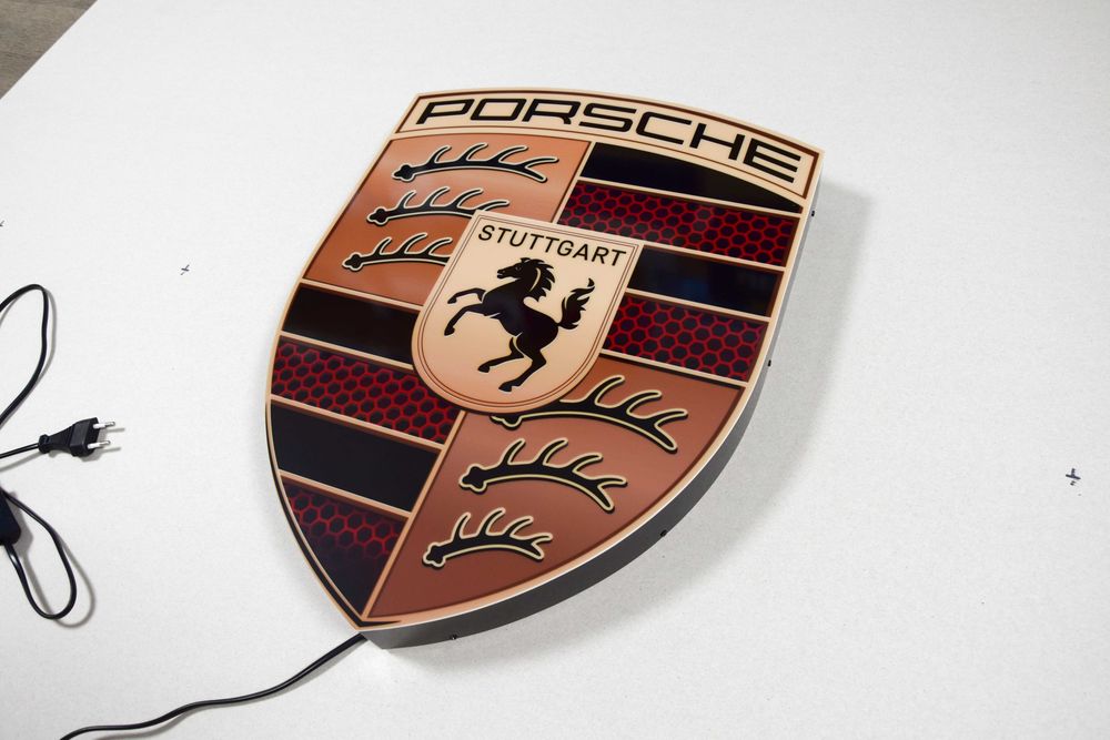Logo LED, Reklama PORSCHE, Neon, Plafon, Lampa, Baner, Szyld, Obraz 3D